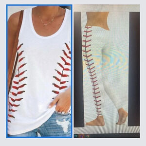 Set 2‎ Baseball stiches leggings/tank top NWOT